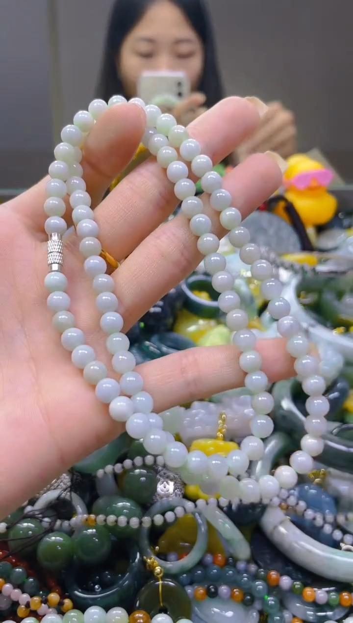 翡翠未镶嵌颈饰5MM/G/翡翠A货一图一物