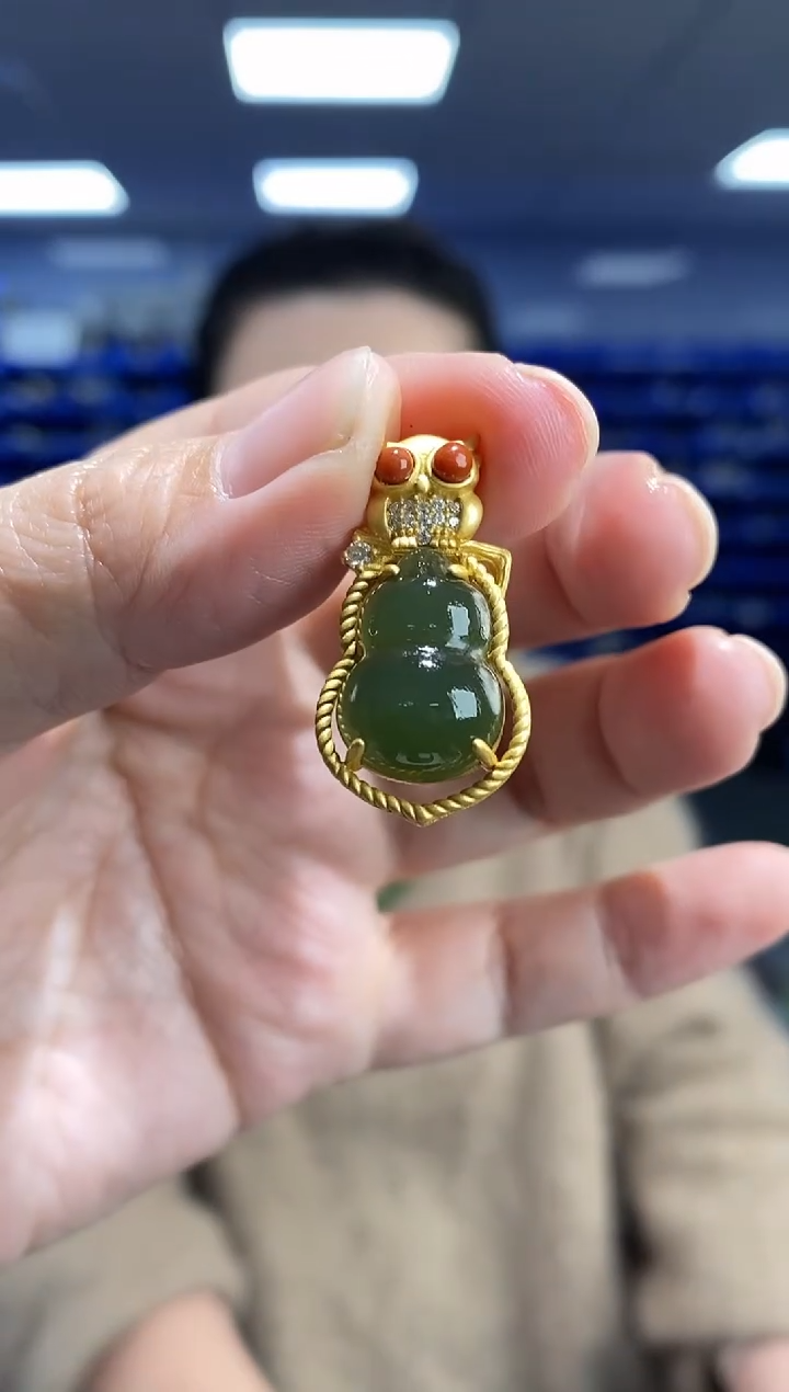 吊坠(不含链)银S925镶嵌和田玉DZ1251