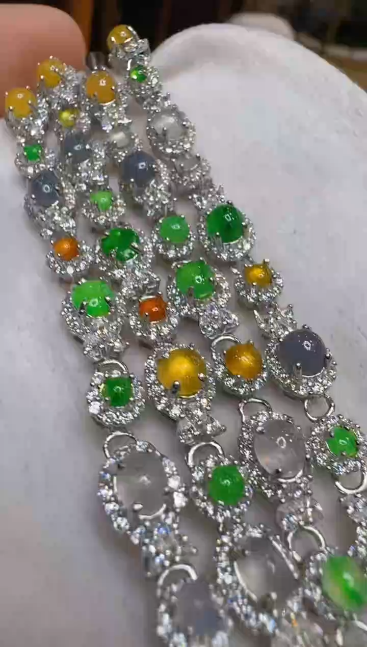 银S925镶嵌手链翡翠多样性团购发一件