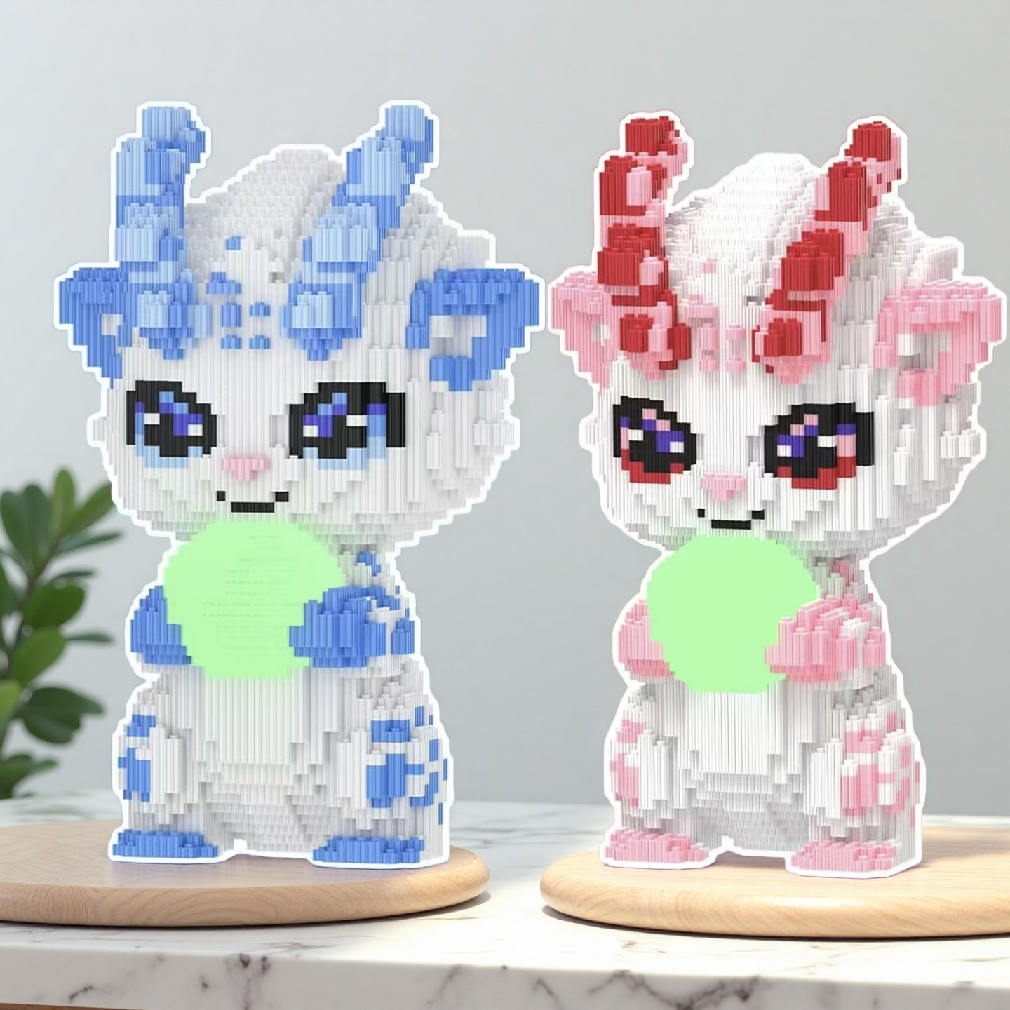 夜光颗粒小龙人组合积木成人款益智拼装玩具生日礼物立体潮玩摆件