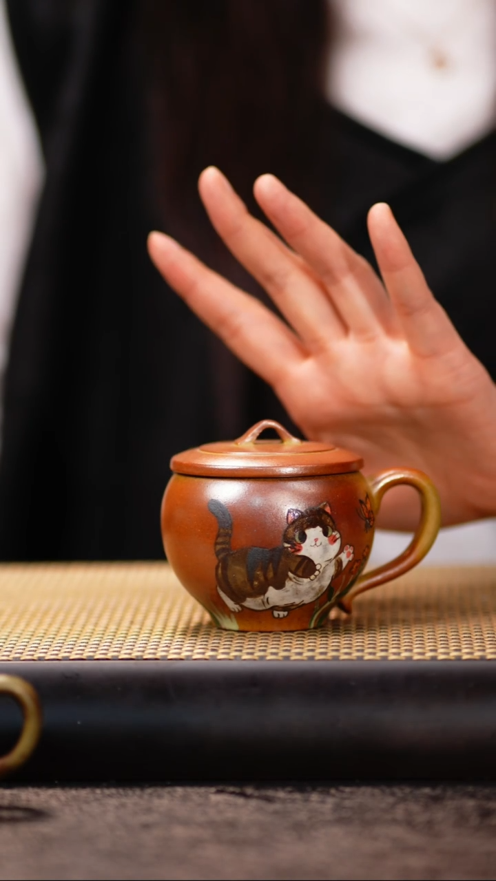 23小鱼柴烧猫咪盖杯