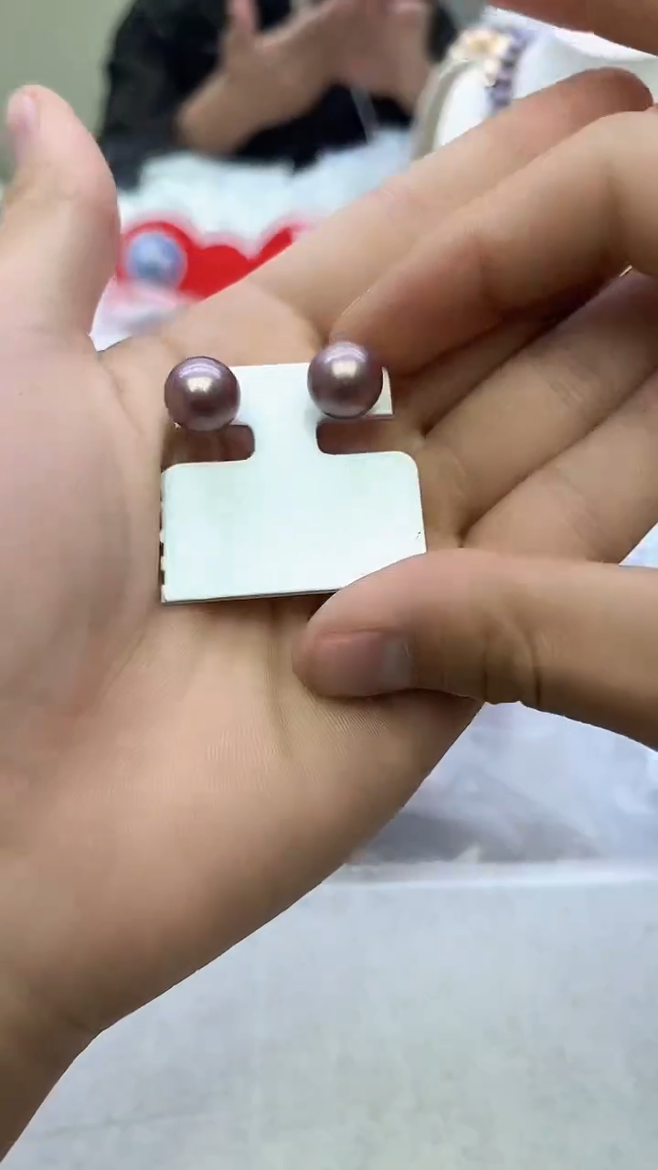 未镶嵌耳饰淡水珍珠紫色系耳饰