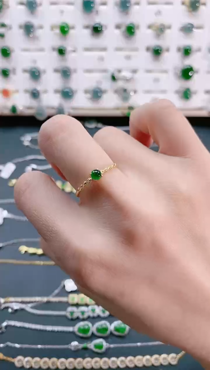 【闪购商品】翡翠戒指银S925镶嵌天然翡翠