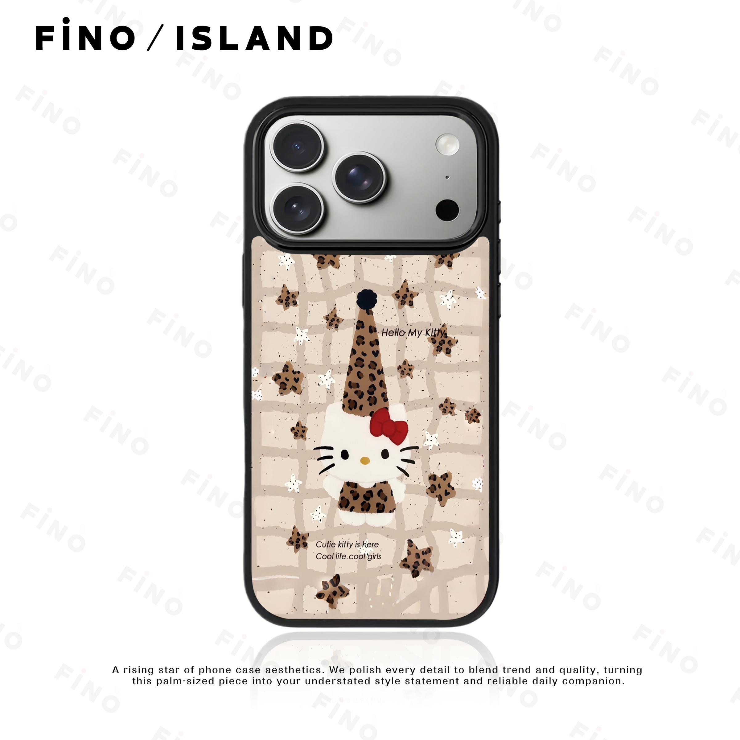 格纹礼帽KT猫适用苹果17promax高级可爱14神甲鎏金磁吸壳防摔13