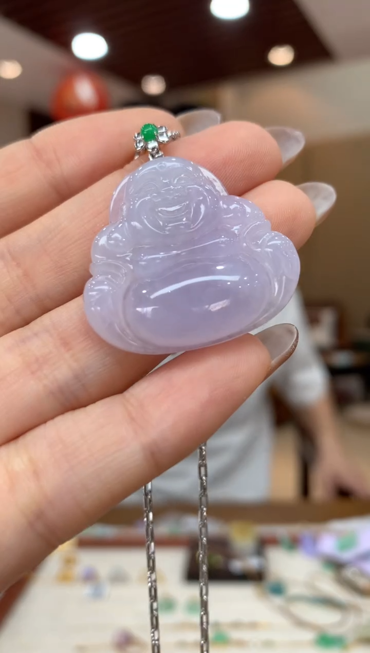 吊坠(不含链)18K金镶嵌翡翠佛公