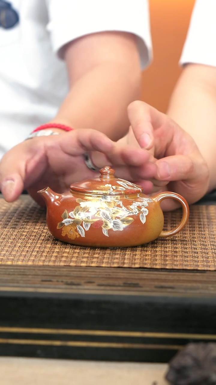 茶壶紫砂LJY40《寒江》金银彩柴烧