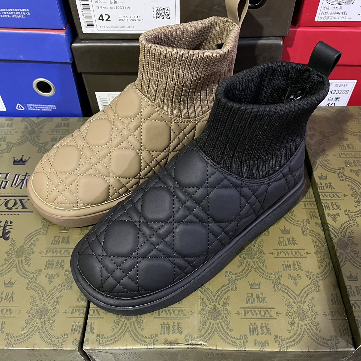 雪地靴女冬季新款圆头套筒保暖休闲加绒雪地靴1127