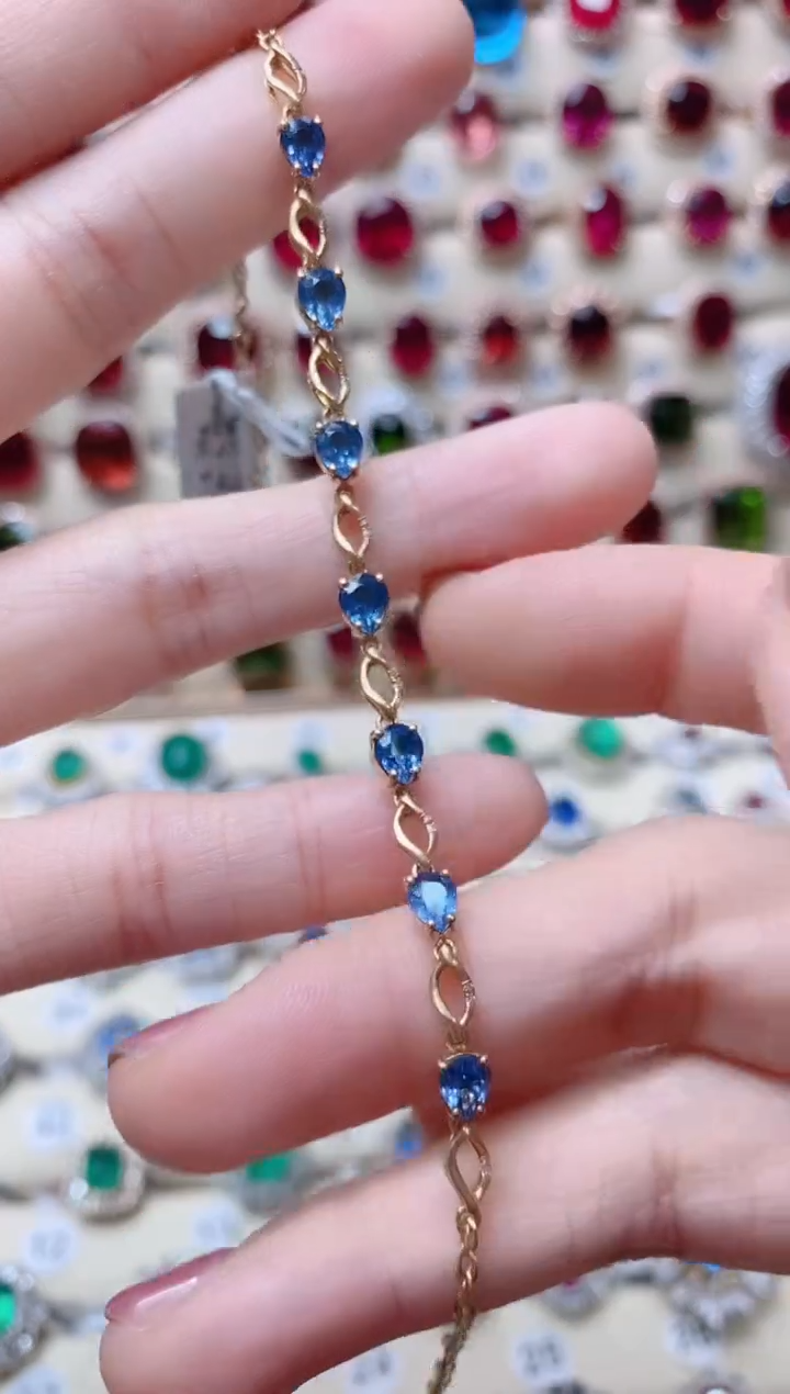 【闪购商品】蓝宝石18K金手链18K金镶嵌1