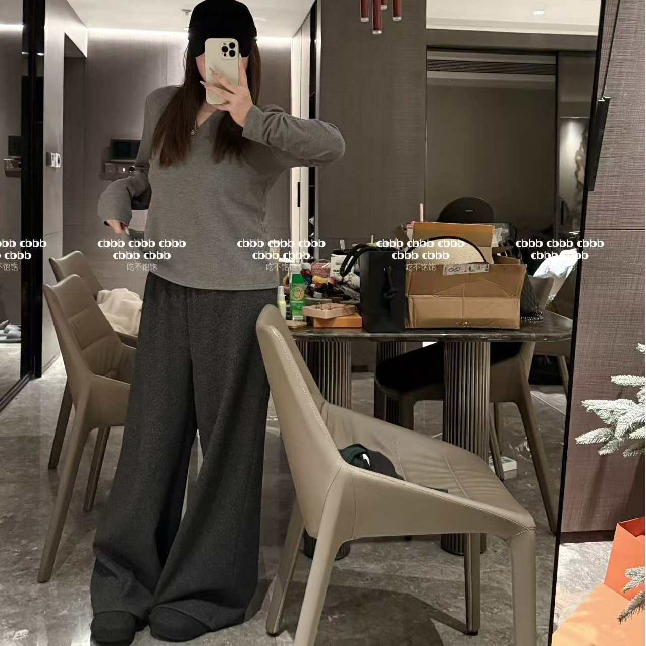 【吃不饱饱】大码 长期主义 老钱风松弛感毛呢阔腿裤1115