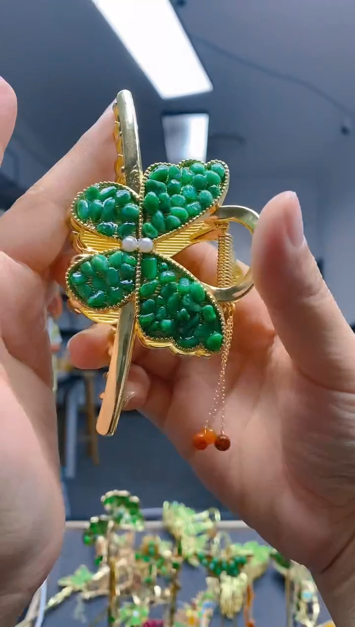 【闪购商品】翡翠耳饰合金0287翡翠发簪