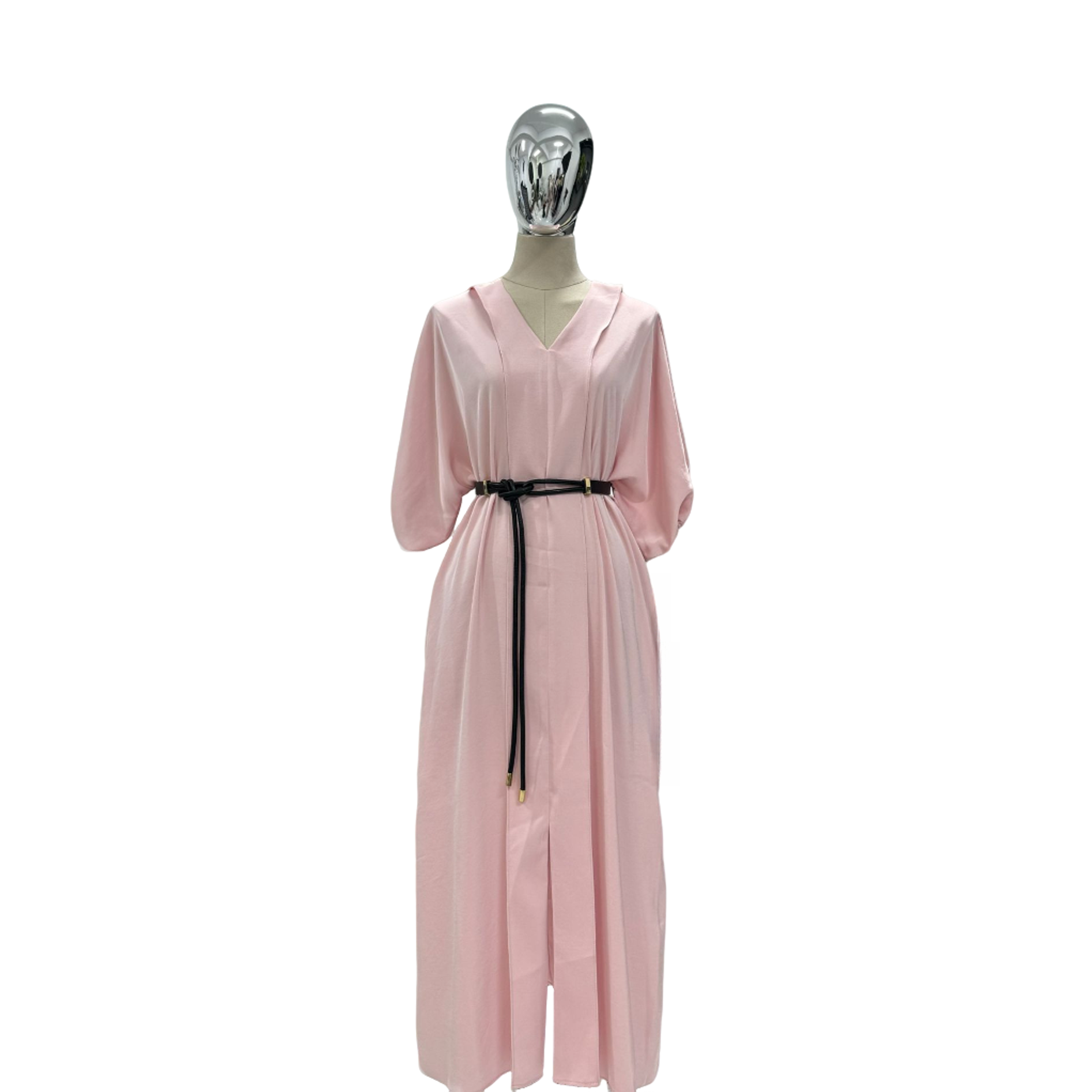 【QINXHUAN】设计师款V领纯色气质轻奢时尚显瘦醋酸宽松夏季连衣裙