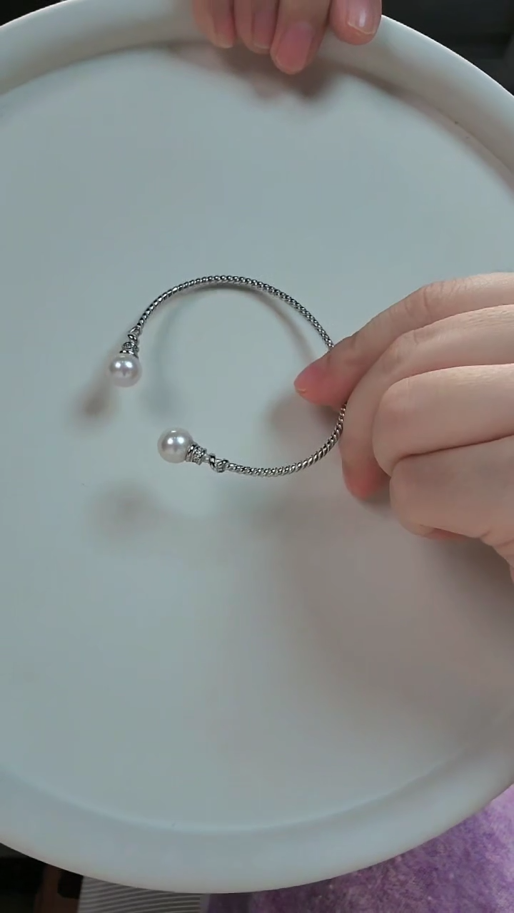 【闪购商品】淡水珍珠手镯银S925镶嵌爱迪生双珠手镯
