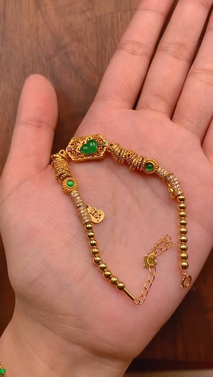 【闪购商品】翡翠手链银S925镶嵌小盘缠手链