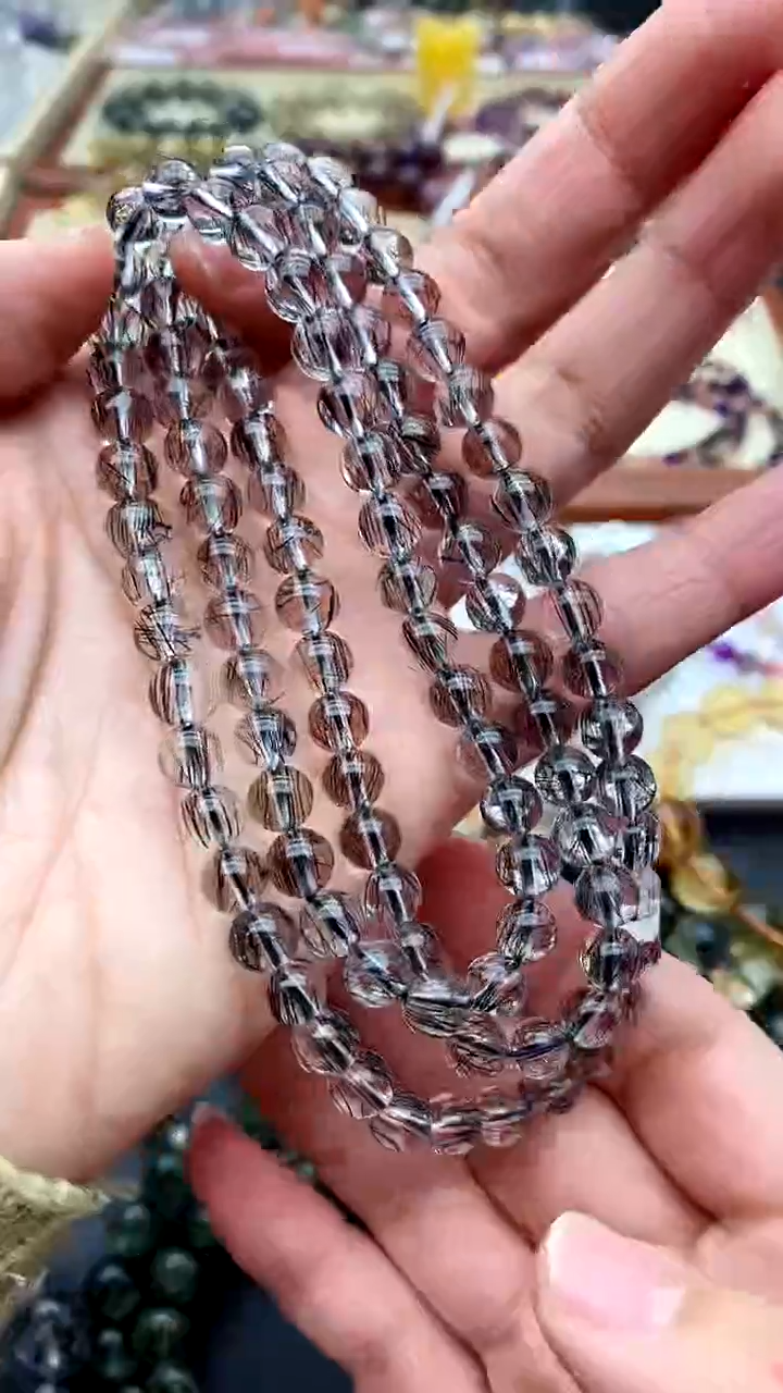 【闪购商品】水晶手链未镶嵌黑发晶108颗