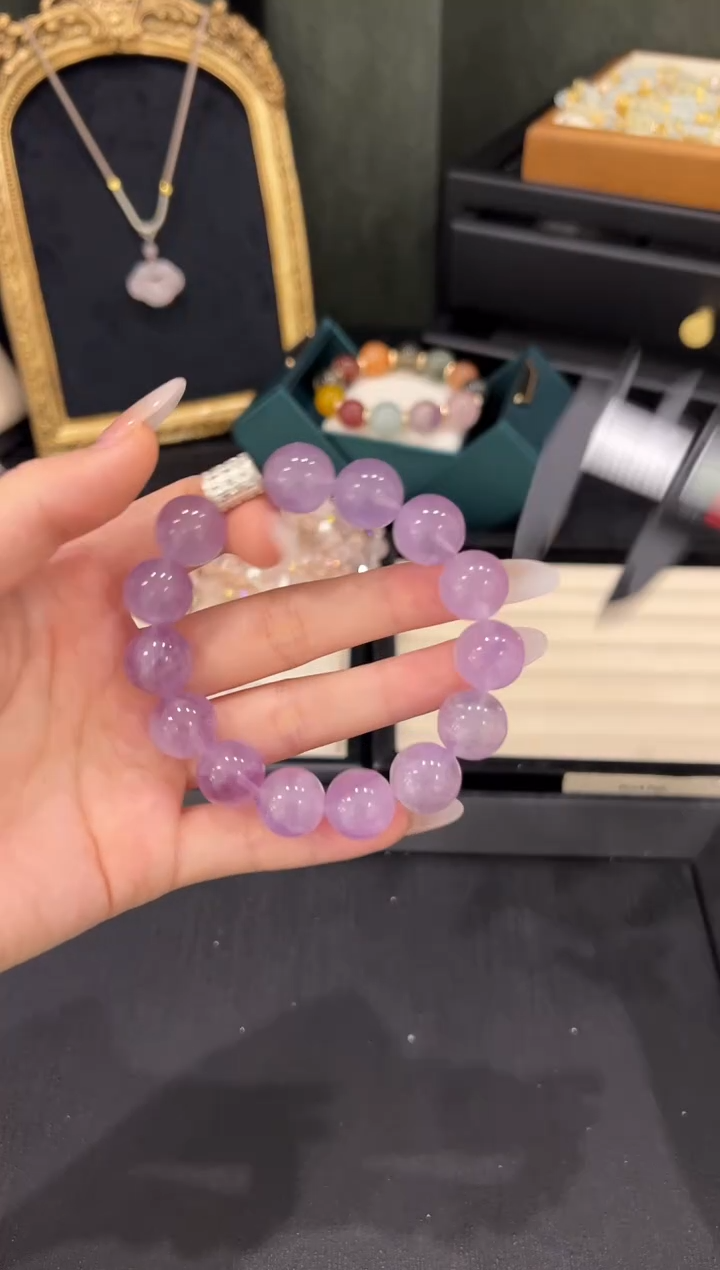 水晶手链未镶嵌13mm薰衣草紫水设计款手串