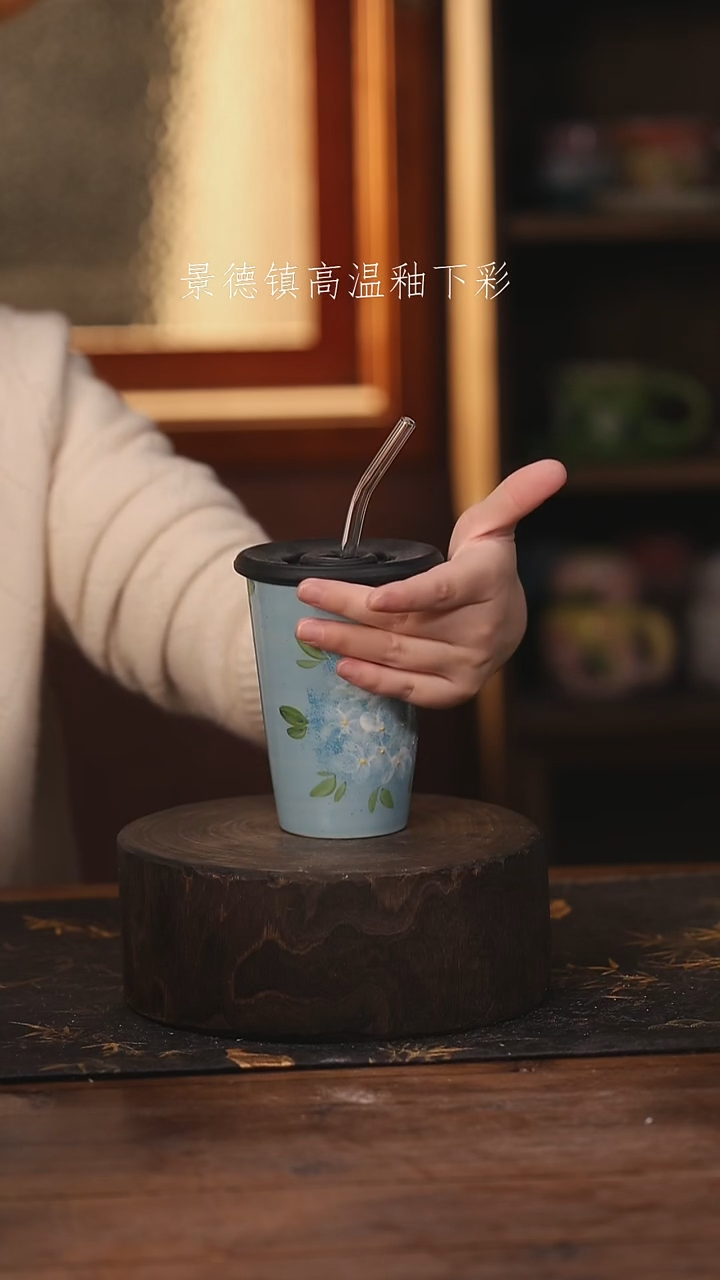 陶瓷景德镇高温釉下手绘陶瓷@L245@