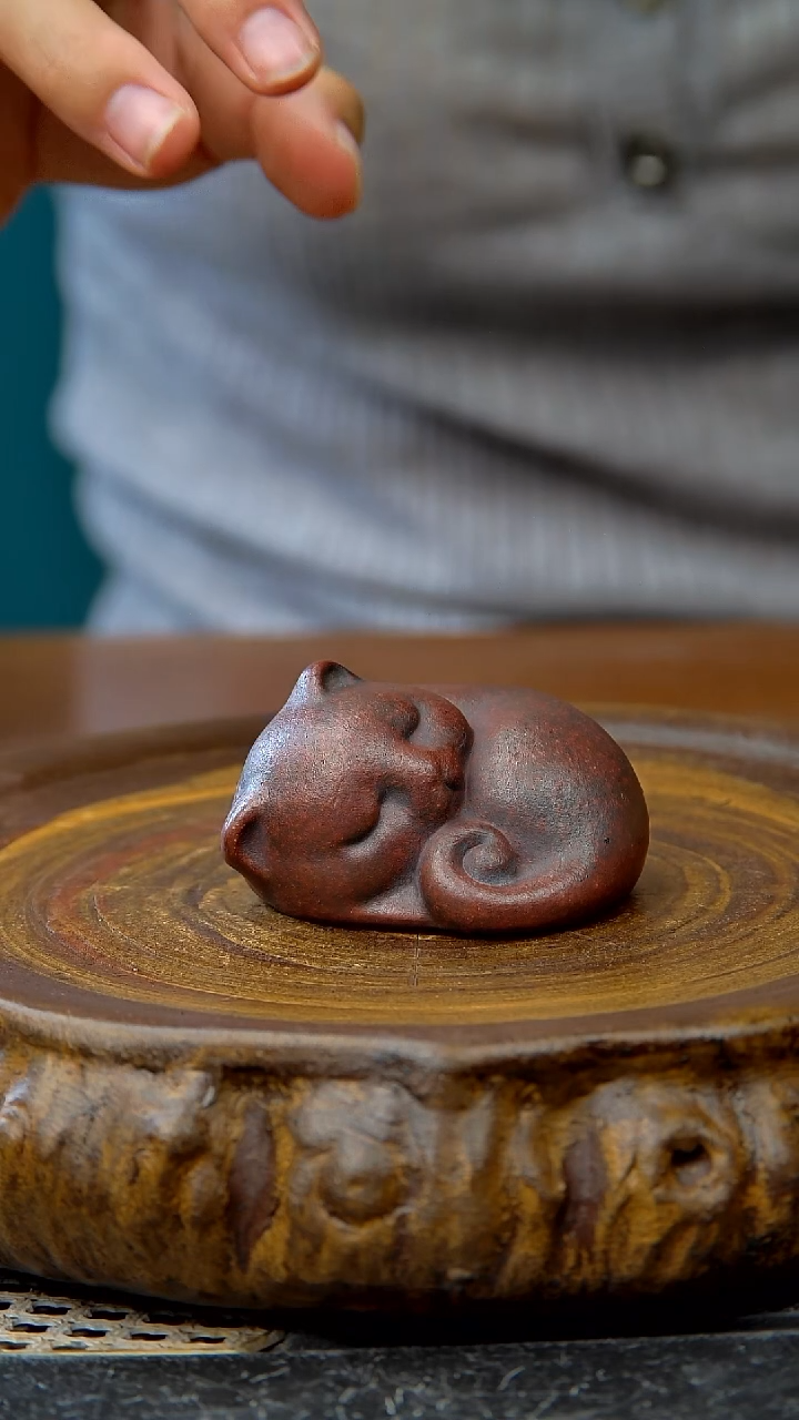 紫砂宜兴紫砂手工小猫