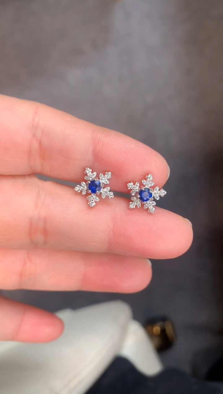 【闪购商品】蓝宝石耳饰银S925镶嵌蓝宝石