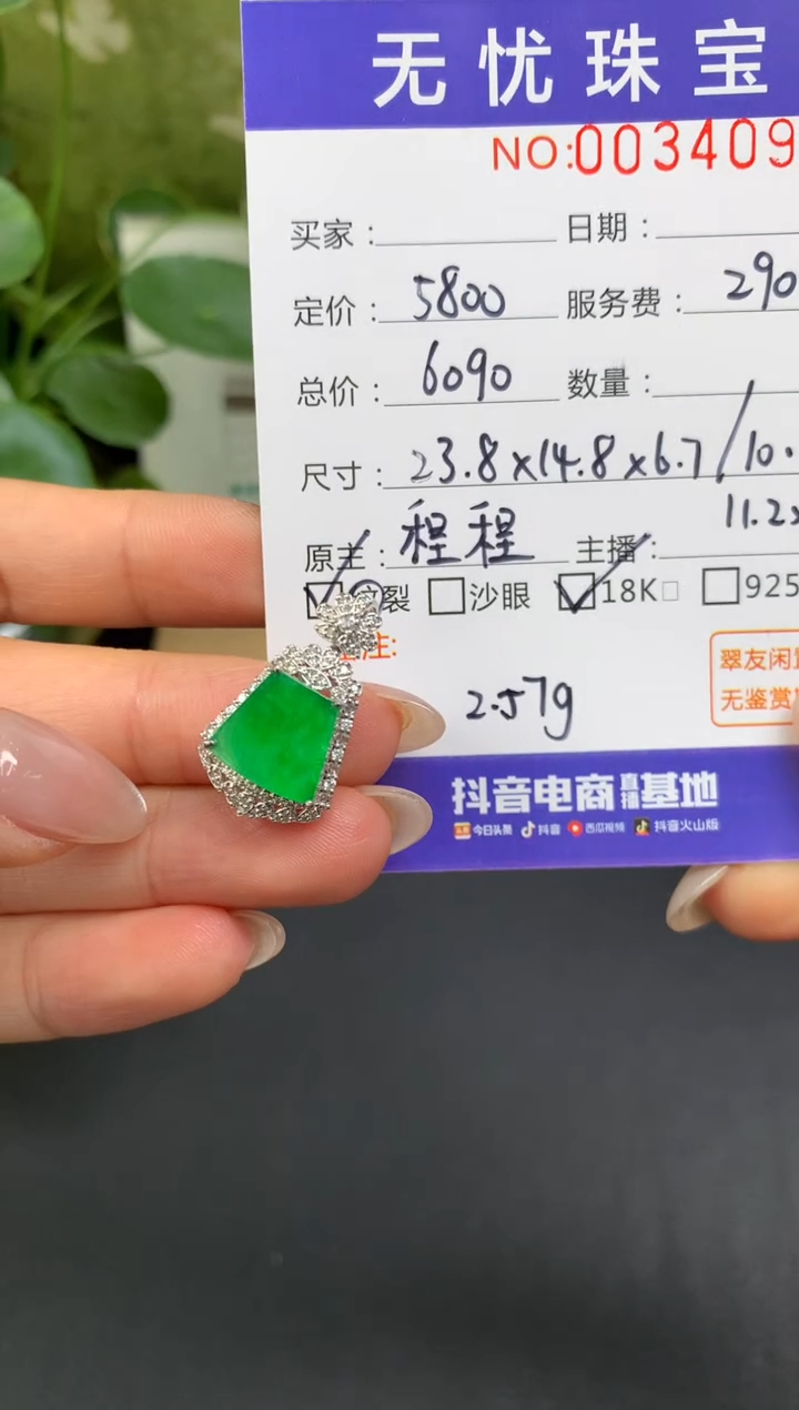 18K金镶嵌定制翡翠?**子D400