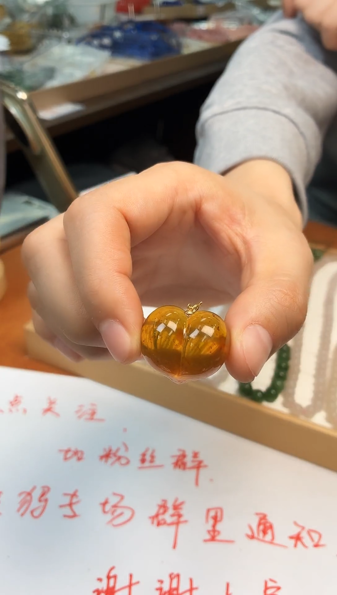 蜜蜡吊坠(不含链)18K金镶嵌H75 18K金