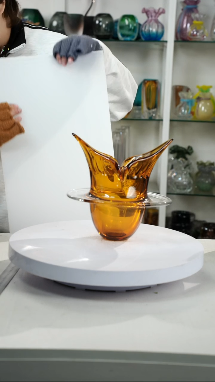 【闪购商品】无铅玻璃【弘扬】高22轻奢琉璃花器微瑕福利