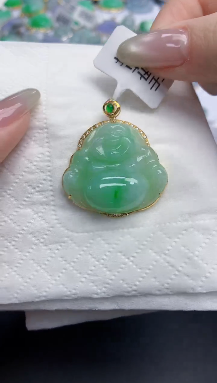 【闪购商品】翡翠颈饰18K金镶嵌天然缅甸翡翠A货