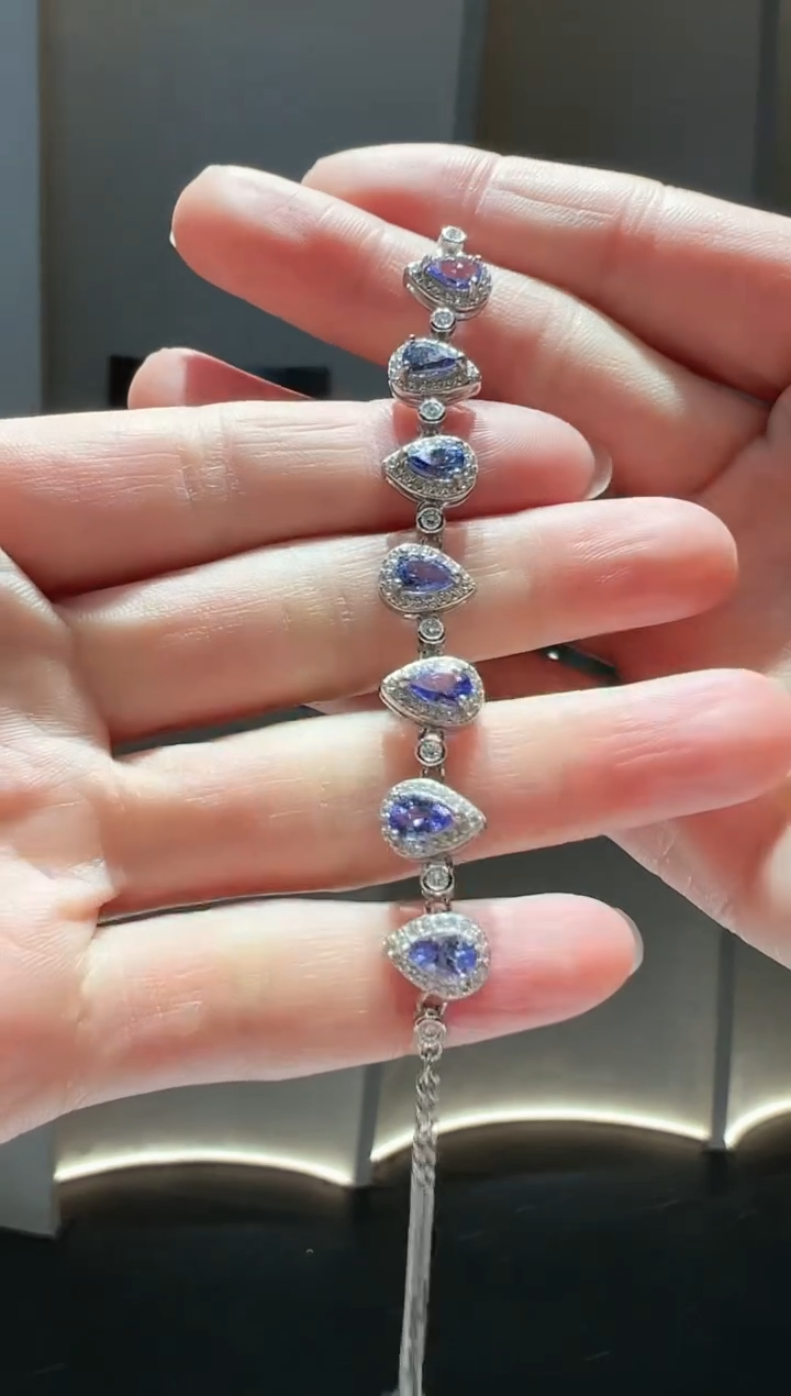 【闪购商品】坦桑石手链银S925镶嵌19】