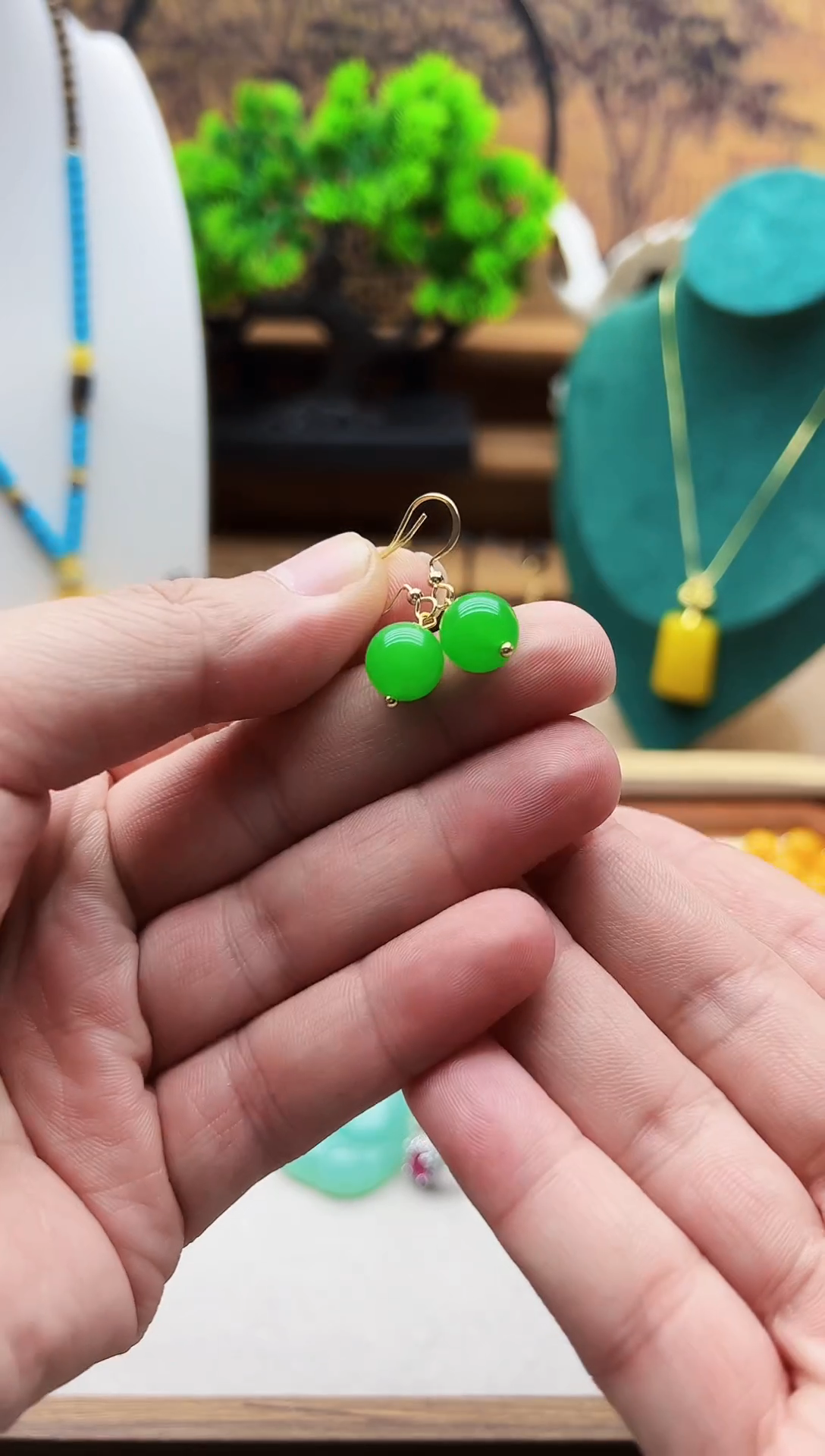 【闪购商品】翡翠耳饰14K金镶嵌E327   