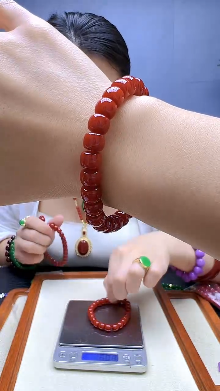 高货红色diy颈饰8mm手链