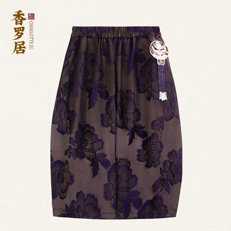 【叶知秋】复古新中式秋冬宽松气质松紧腰百搭女士高腰裤