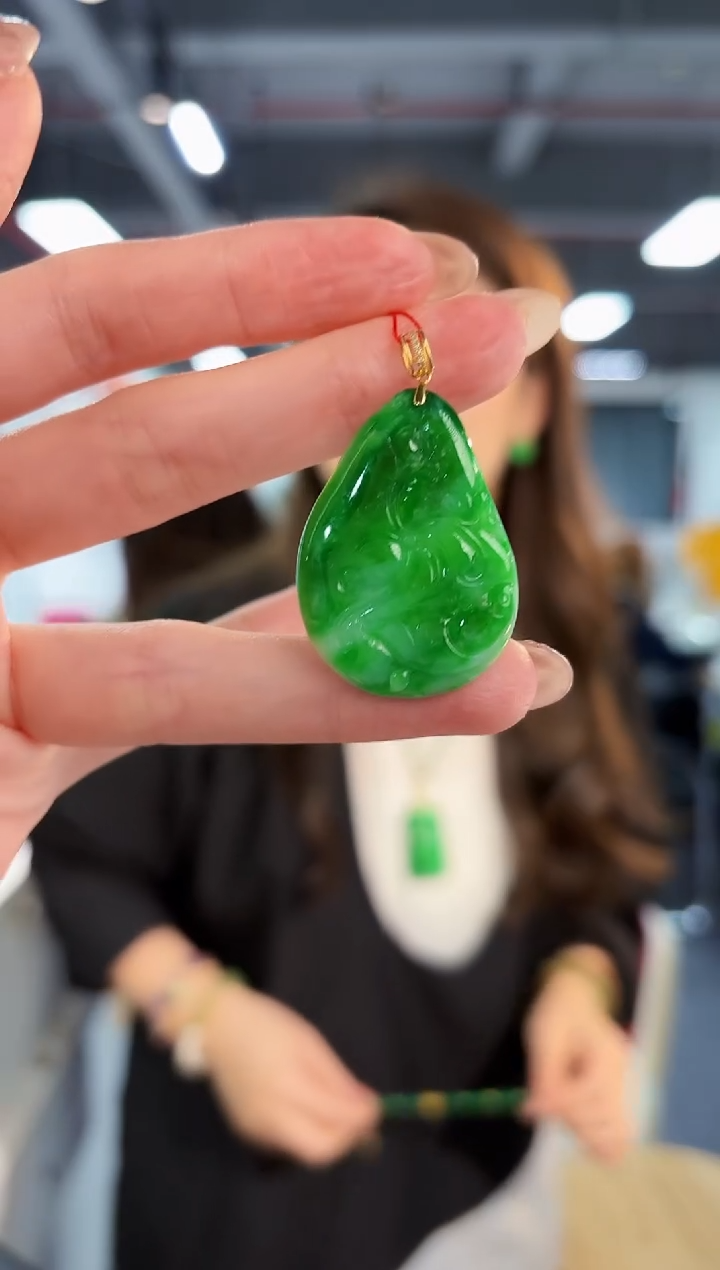 【闪购商品】翡翠颈饰18K金镶嵌缅料A货/支持复检/一件