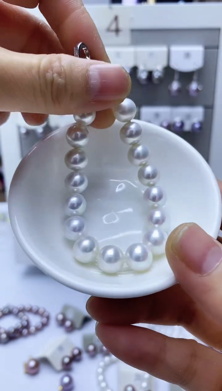 【闪购商品】淡水珍珠耳饰银S925镶嵌白珠手链