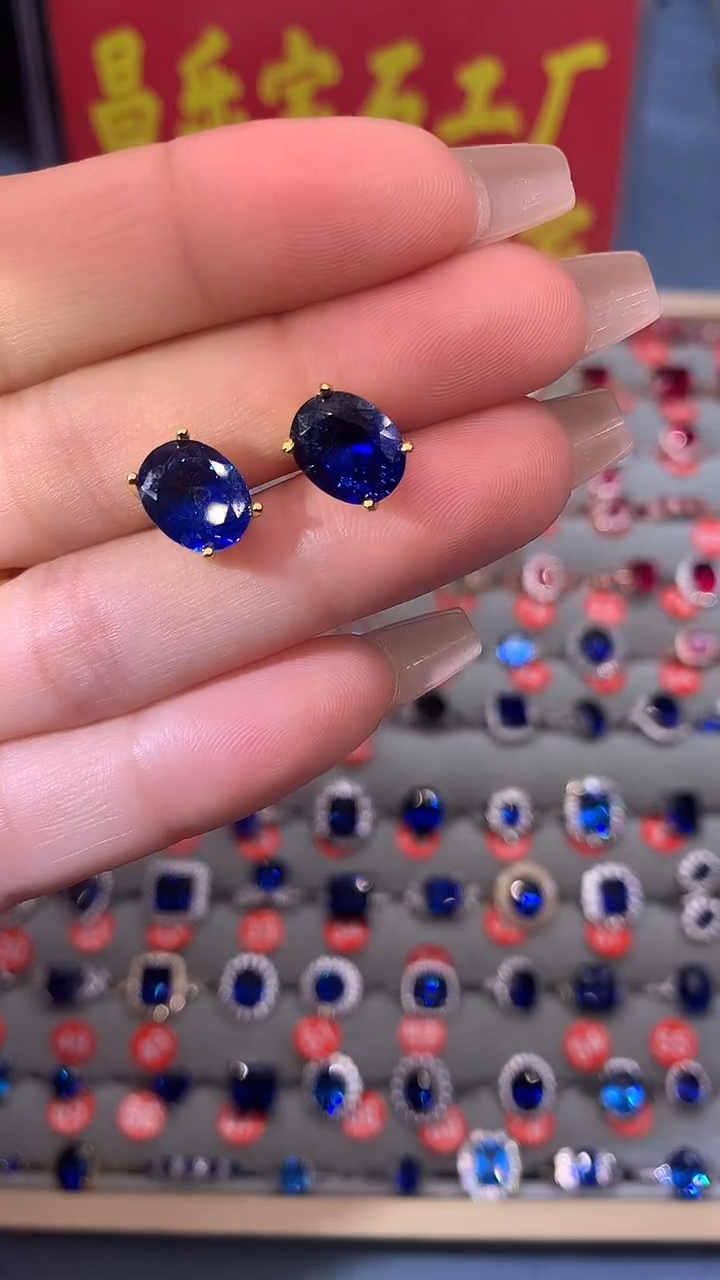 【闪购商品】蓝宝石耳饰银S925镶嵌1111