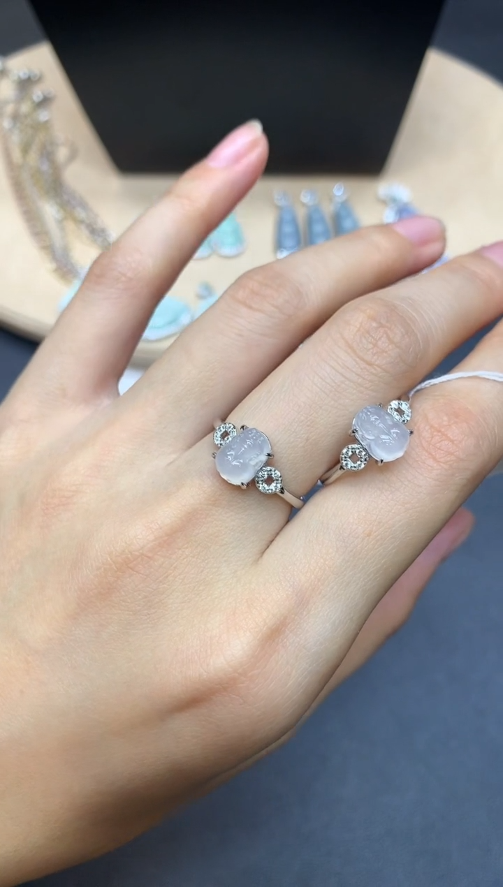 【闪购商品】翡翠戒指银S925镶嵌貔貅【多样性发其一】