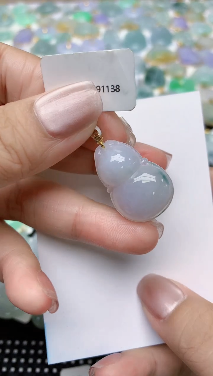 翡翠18K金镶嵌颈饰天然缅甸A货翡翠