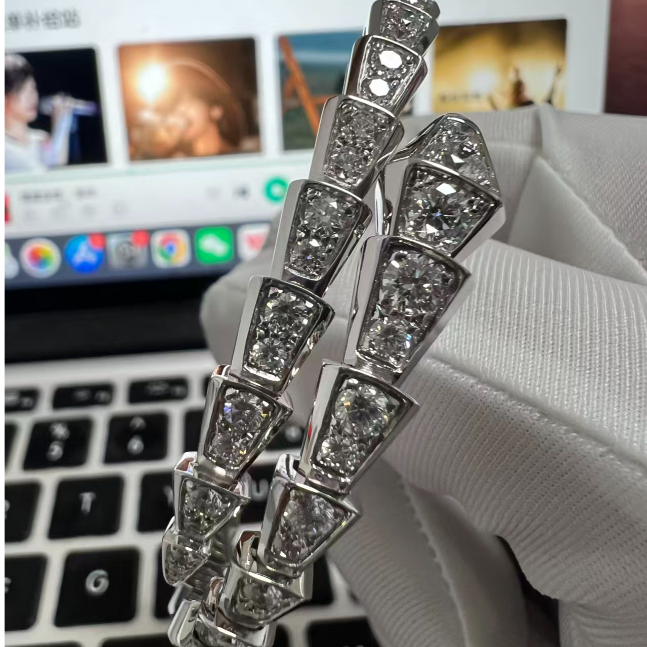 【CHERISH】18k  满钻蛇手镯天然钻石（48小时鉴赏期）（多样性发其一）