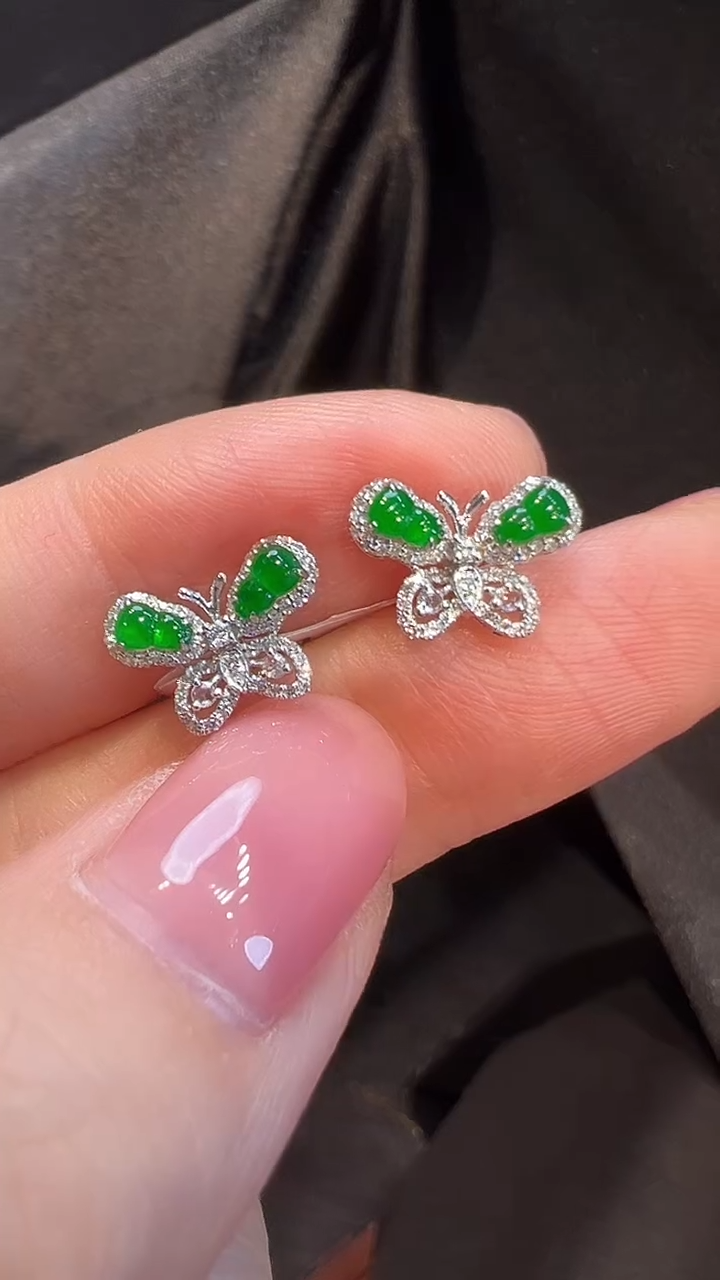 18K金镶嵌翡翠耳饰L6