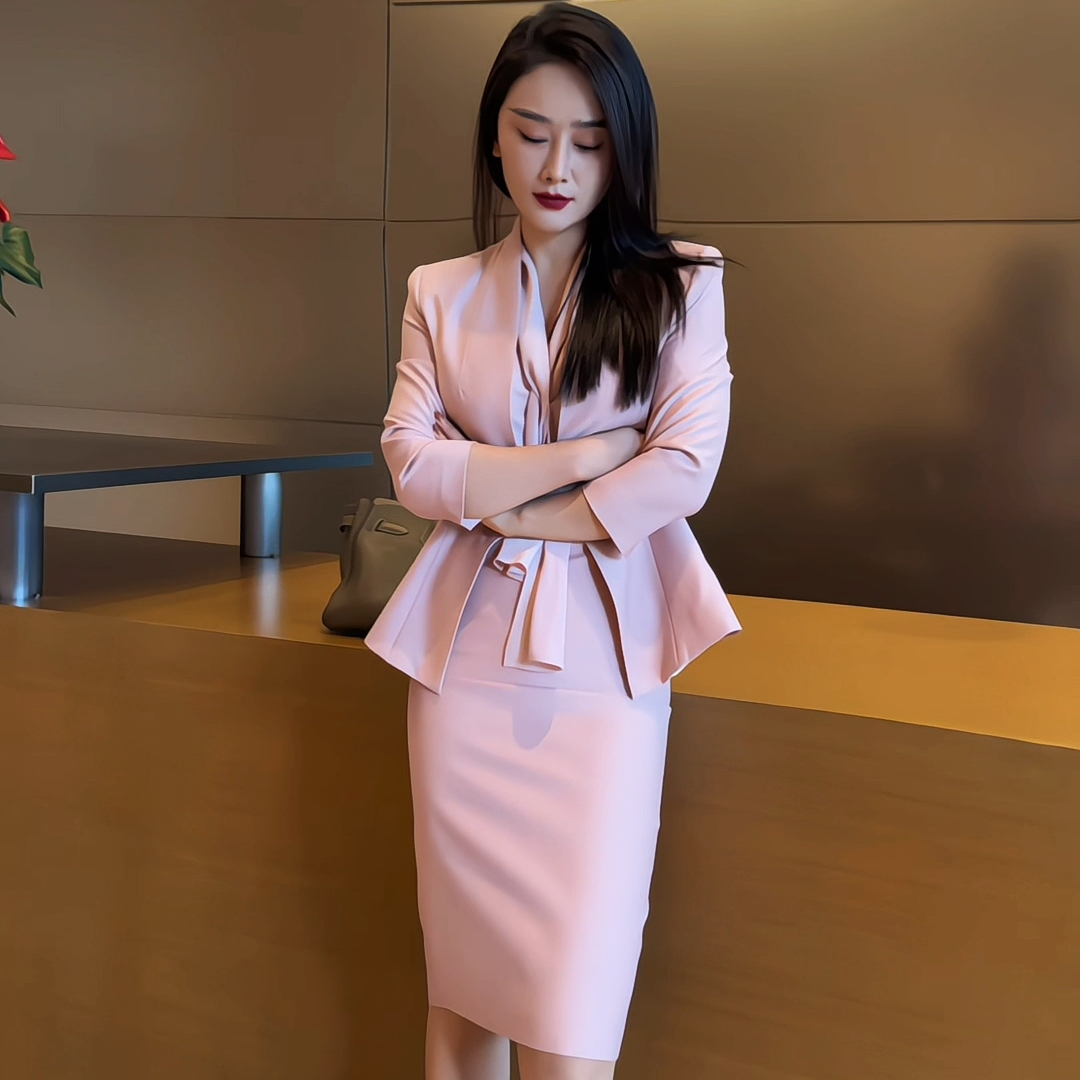 JIA SHI 西装套装裙气质时尚百搭显瘦简约修身通勤-TZ078+QB003