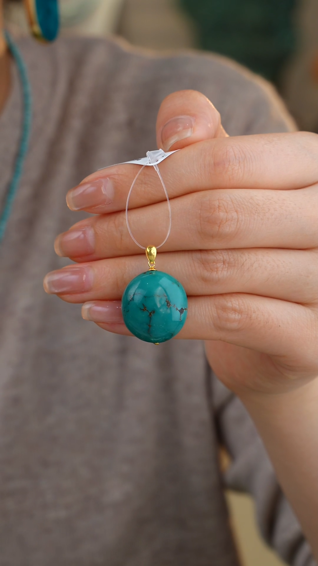 【闪购商品】绿松石吊坠(不含链)18K金镶嵌1