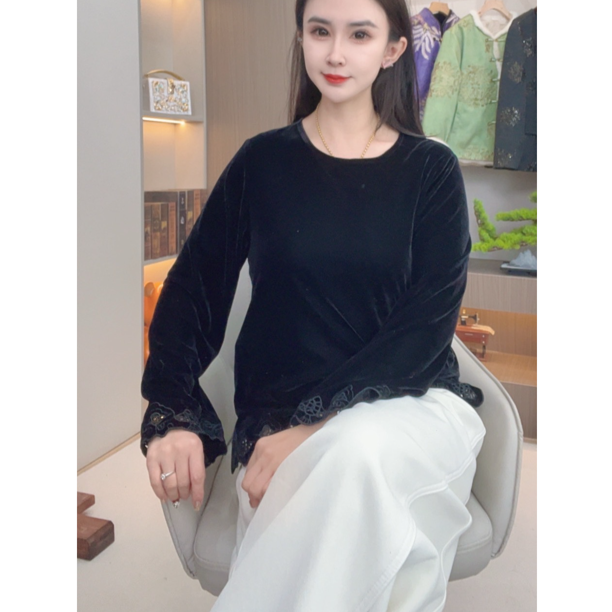 【优雅女人】新款改良女装新中式显瘦国风气质优雅长袖精致上衣