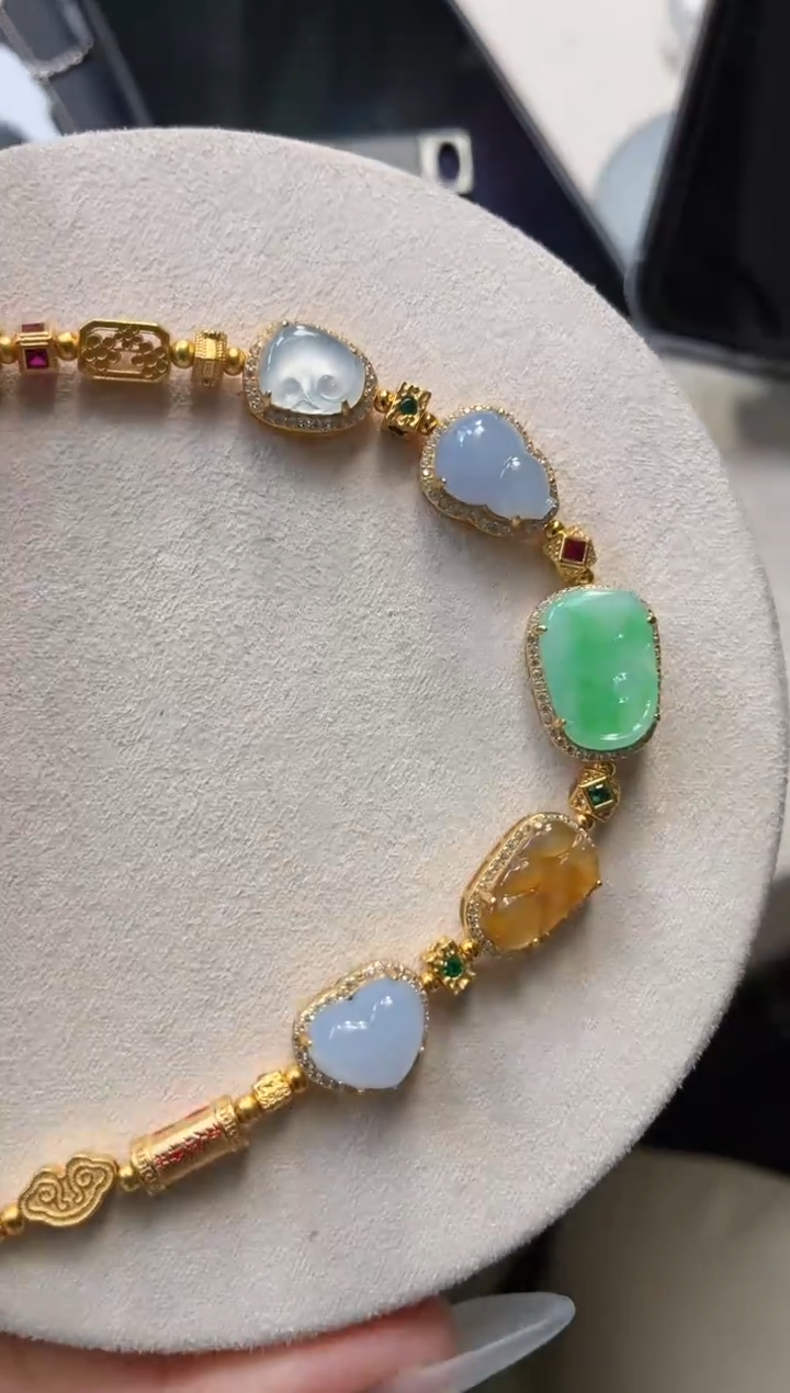 银S925镶嵌手链翡翠手链