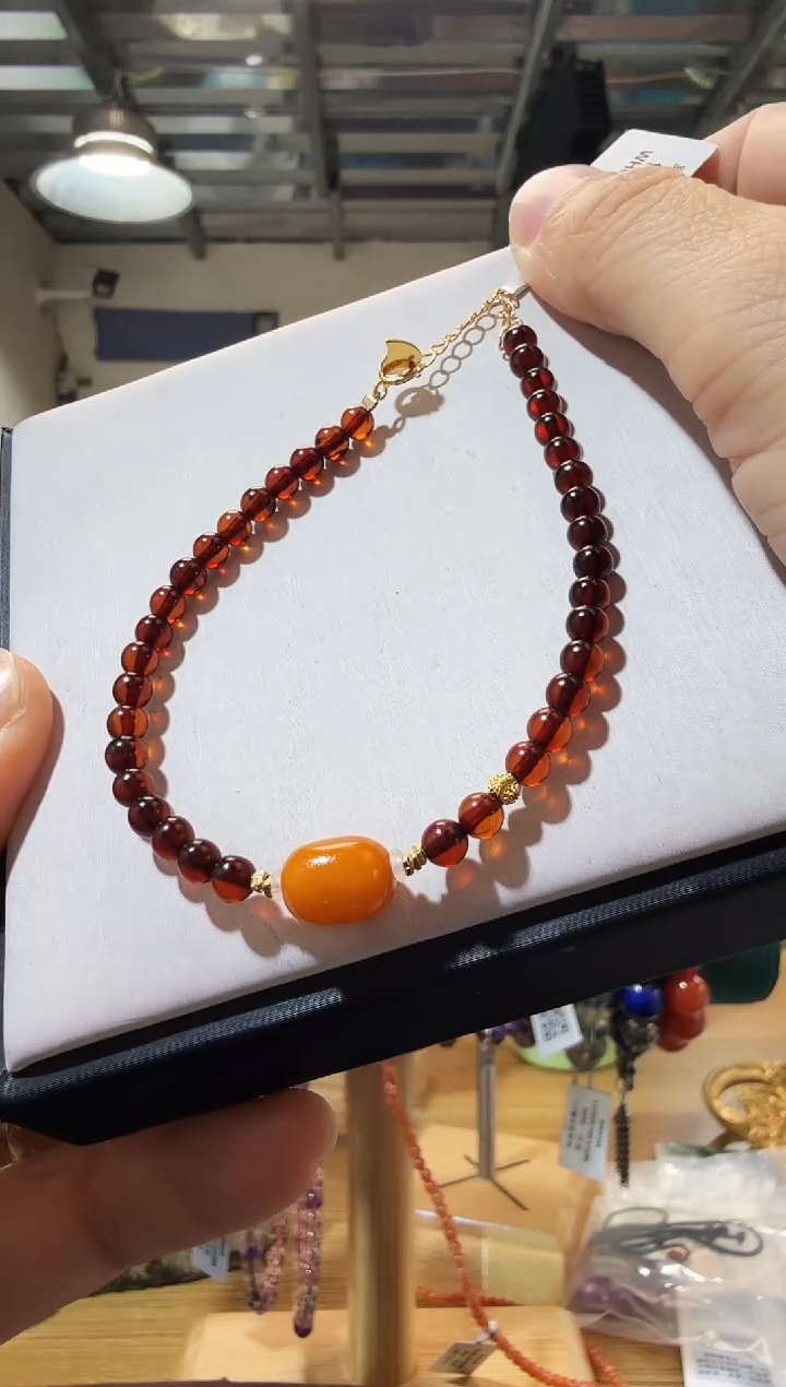 手链琥珀未镶嵌优0454 约4mm 多样性发一件