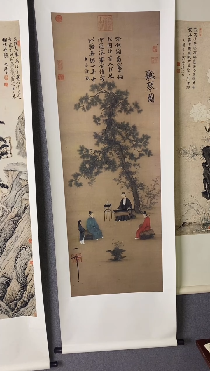 手工装裱  宋徽宗听琴图  216*65cm