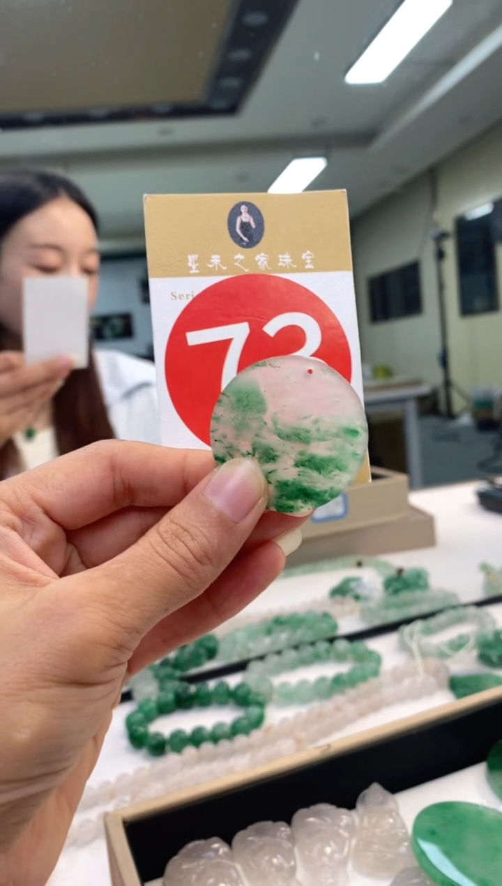 颈饰未镶嵌石英质玉绒圆牌+73