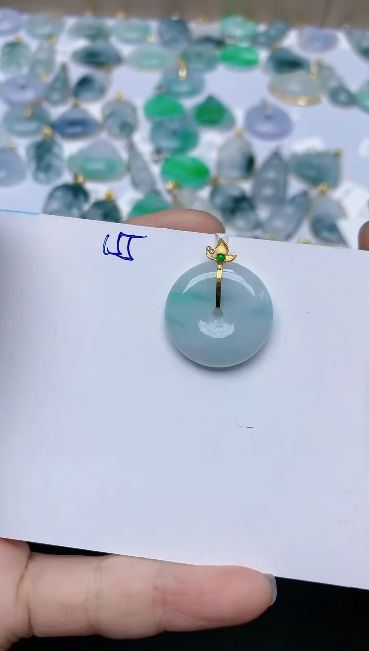 【闪购商品】翡翠颈饰18K金镶嵌天然翡翠A货    155