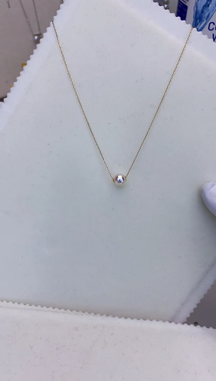 18K金镶嵌海水珍珠饰品7-8路路通不含金链