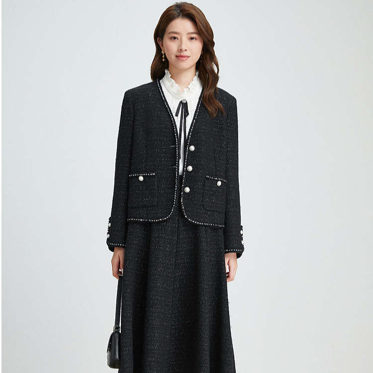 【羊羊专属】珂莱蒂尔2025秋优雅气质通勤羊毛呢香风