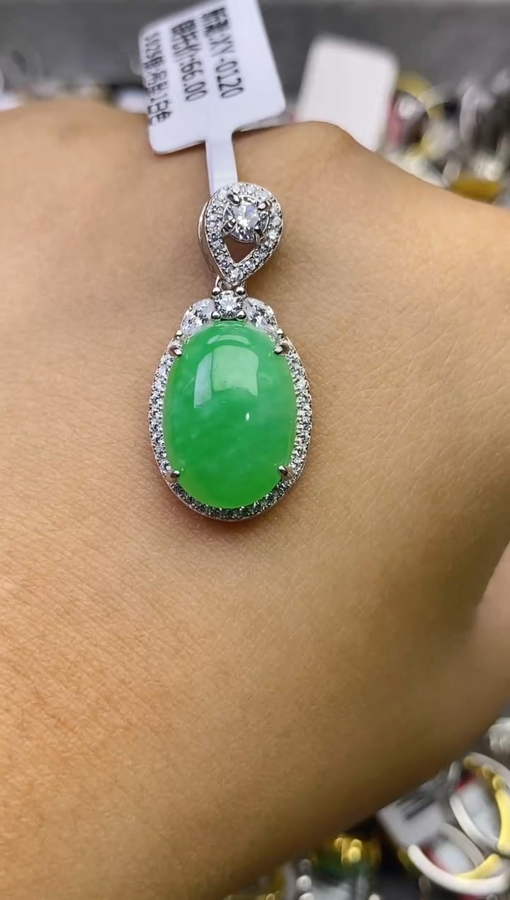 翡翠戒指银S925镶嵌百内无证书