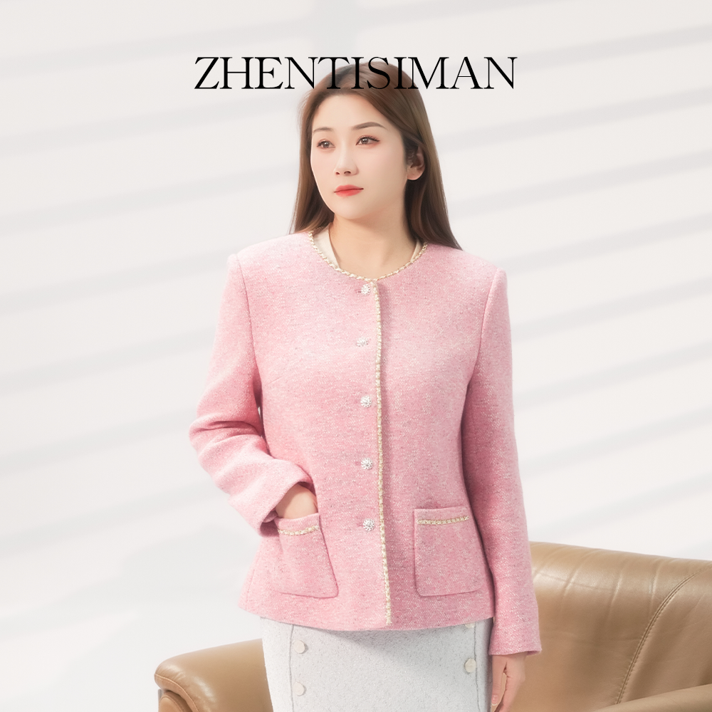 ZHENTISIMAN/WA5045/花瓣粉色小香风外套