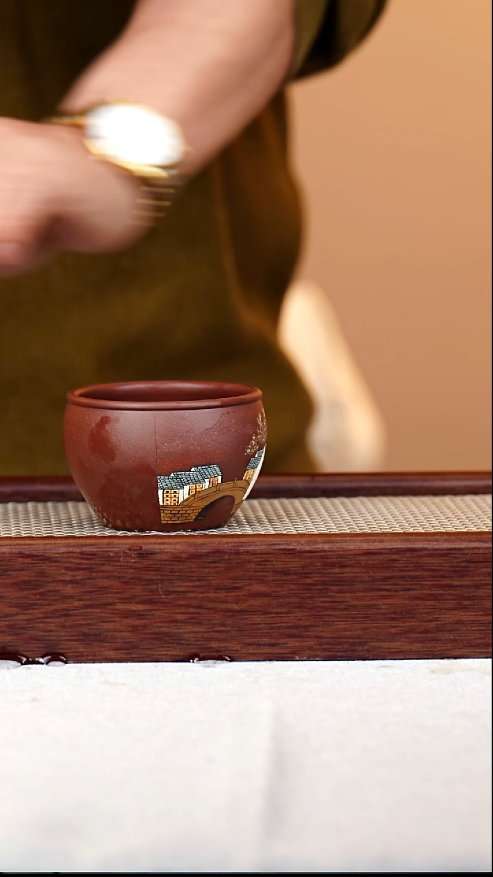 茶杯紫砂主人杯130CC泥绘-090